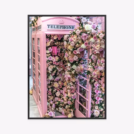 Poster med ram - Colorful flowers in a pink