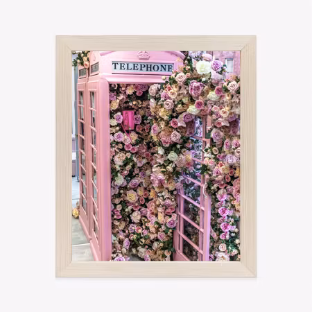 Poster med ram - Colorful flowers in a pink