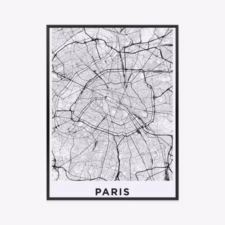 Poster med ram - Streets of paris from a bird amp