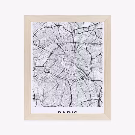Poster med ram - Streets of paris from a bird amp