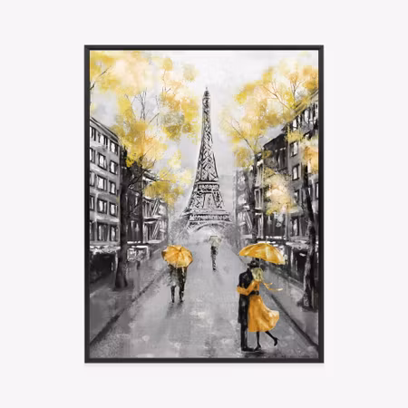 Poster med ram - Streets of paris and the eiffel