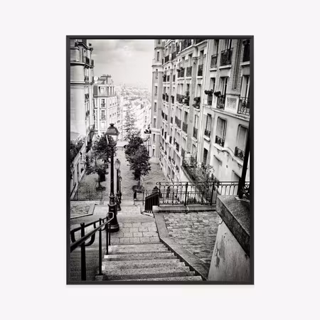 Poster med ram - Amazing streets of paris - black