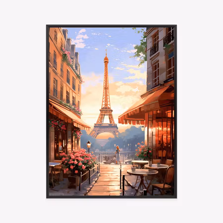 Poster med ram - Picturesque cafes of paris