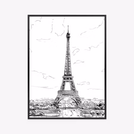 Poster med ram - Eiffel tower - sketch