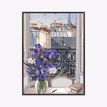Poster med ram - Roofs of paris - drawing