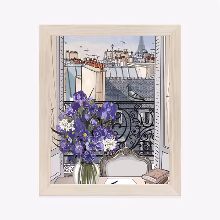 Poster med ram - Roofs of paris - drawing