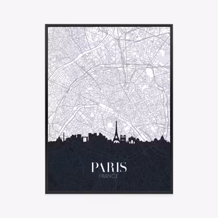 Poster med ram - Paris - city plan