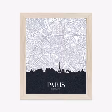 Poster med ram - Paris - city plan