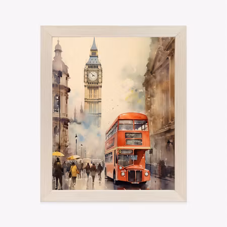 Poster med ram - Red bus and big ben in london