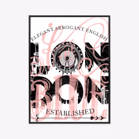 Poster med ram - London typography on white