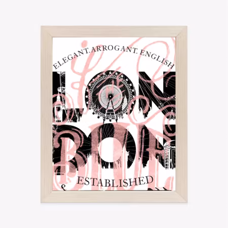 Poster med ram - London typography on white
