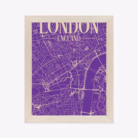 Poster med ram - Central london on the purple map