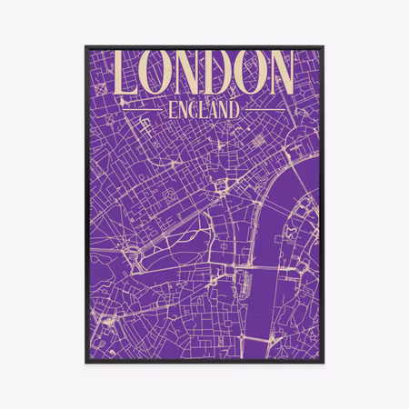 Poster med ram - Central london on the purple map