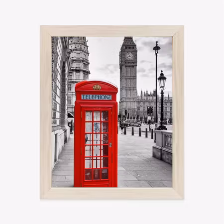 Poster med ram - A red telephone box with big ben