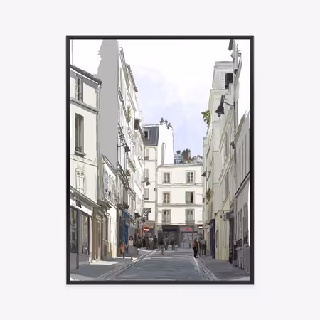 Poster med ram - A street in montmartre in paris