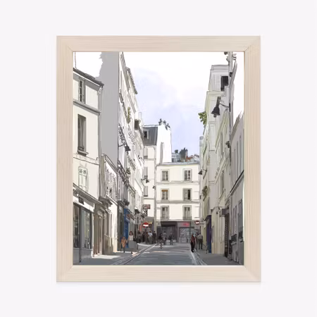 Poster med ram - A street in montmartre in paris