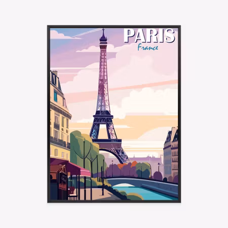 Poster med ram - Paris eiffel tower on the seine