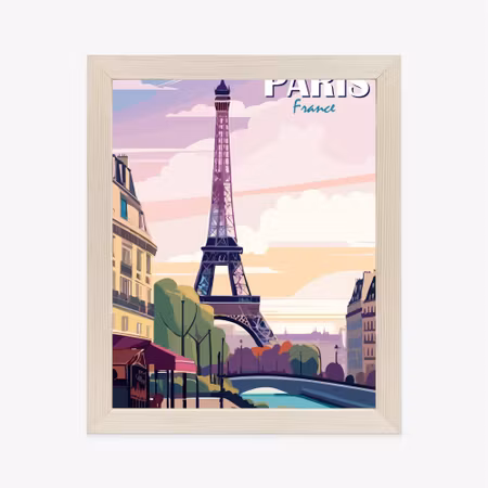 Poster med ram - Paris eiffel tower on the seine
