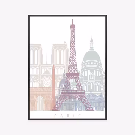 Poster med ram - Paris - pastel graphics