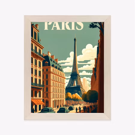 Poster med ram - Retro postcard from paris