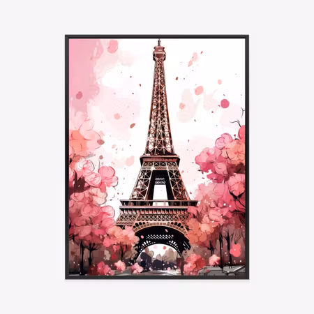Poster med ram - Eiffel tower - watercolor in