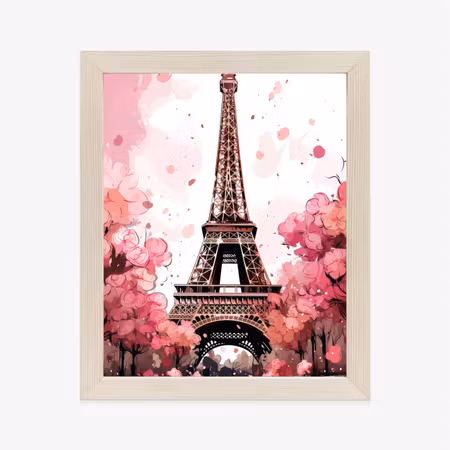 Poster med ram - Eiffel tower - watercolor in