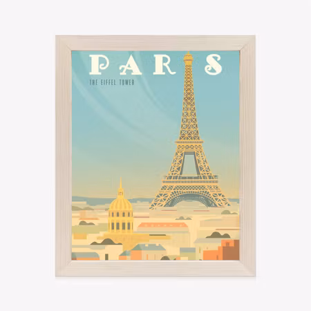 Poster med ram - Eiffel tower above the houses of