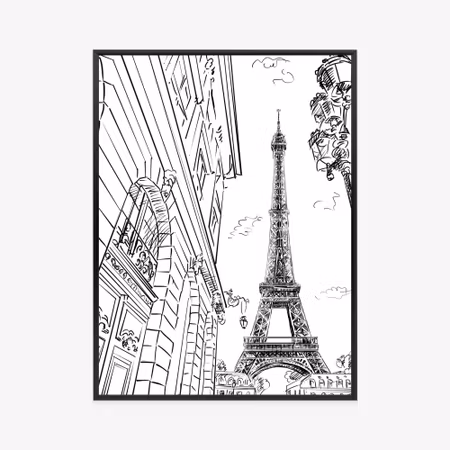 Poster med ram - Streets of paris - sketch