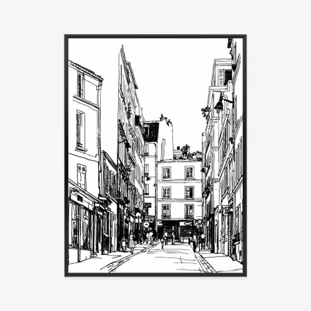 Poster med ram - A street near montmartre in paris