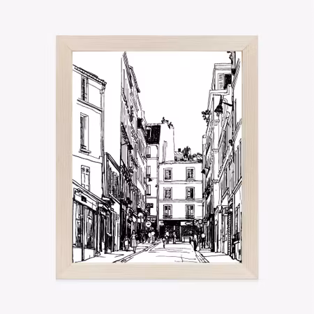 Poster med ram - A street near montmartre in paris