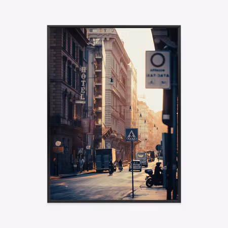 Poster med ram - Streets of rome at sunrise