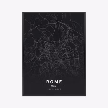 Poster med ram - Map of rome in a minimalist style