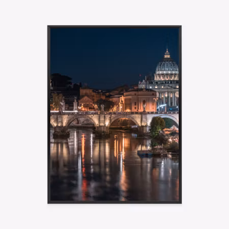 Poster med ram - Tiber bridge and the vatican dome