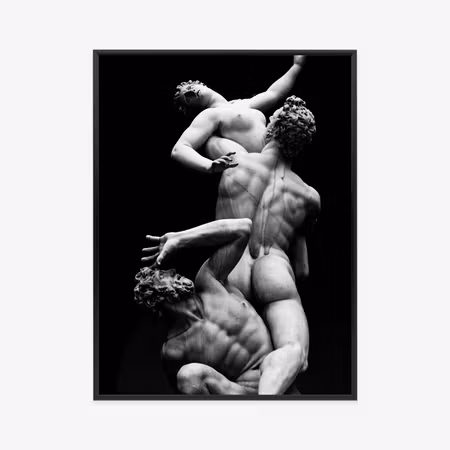 Poster med ram - Italian statues on a black
