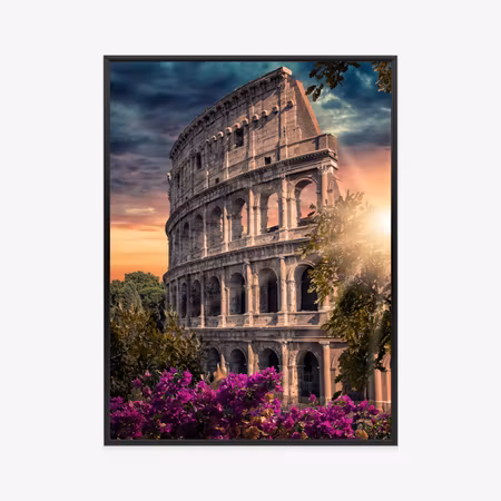 Poster med ram - Summer sunset over the roman