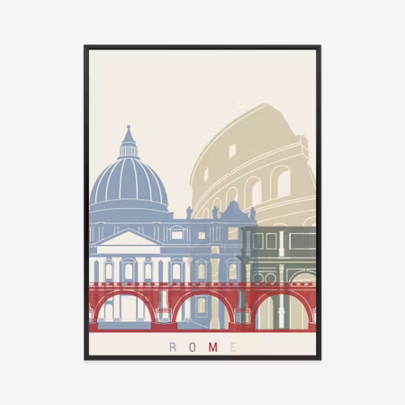 Poster med ram - Colorful illustration of rome