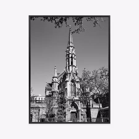 Poster med ram - Black and white church in