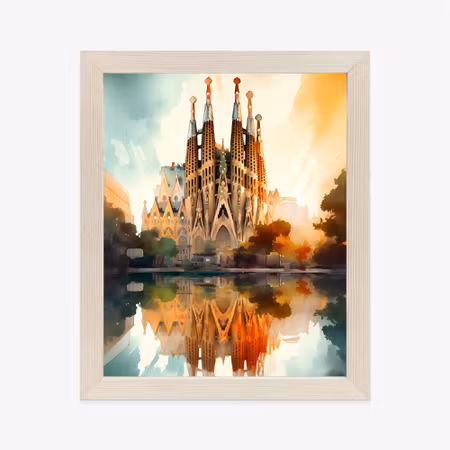 Poster med ram - Sagrada familia church painted in