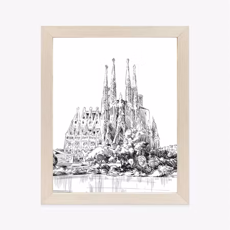 Poster med ram - Basilica sagrada familia sketch