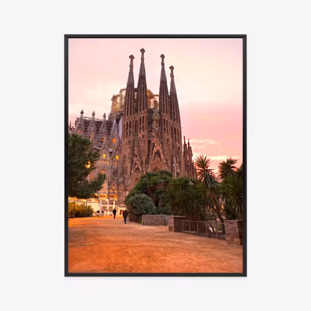 Poster med ram - La sagrada familia during sunset