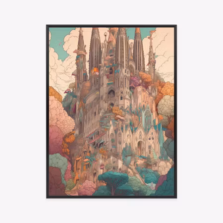 Poster med ram - Sagrada familia colorful