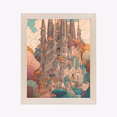 Poster med ram - Sagrada familia colorful