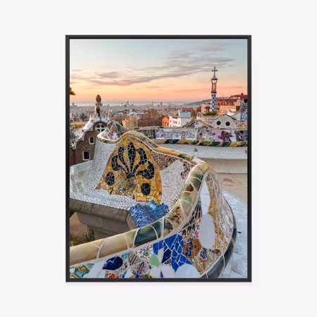 Poster med ram - Sunrise seen from park guell in