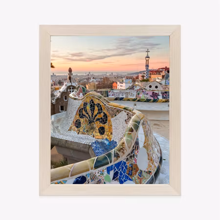 Poster med ram - Sunrise seen from park guell in
