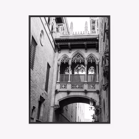 Poster med ram - Black and white gothic district
