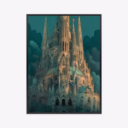 Poster med ram - Sagrada familia art nouveau