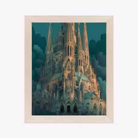 Poster med ram - Sagrada familia art nouveau