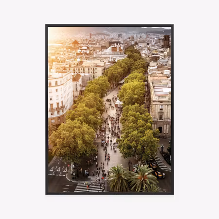 Poster med ram - View of la rambla in barcelona at