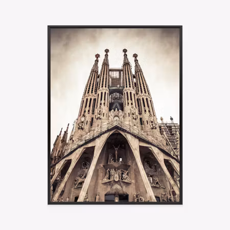 Poster med ram - Sagrada familia church in vintage