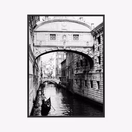 Poster med ram - Gondola on a black and white